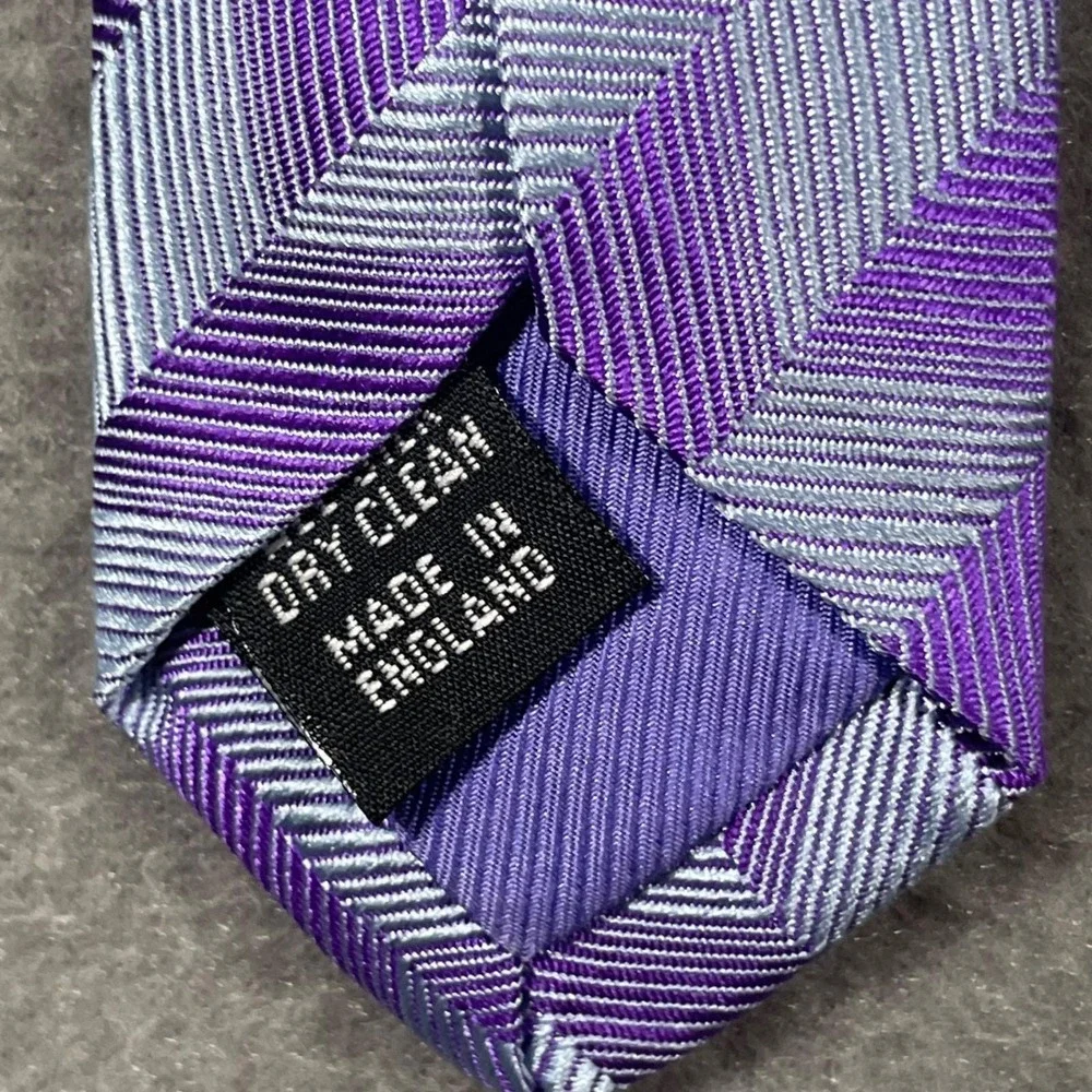 Richard‎ James Savile Row Silk Tie Purple Chevron England Mens Necktie